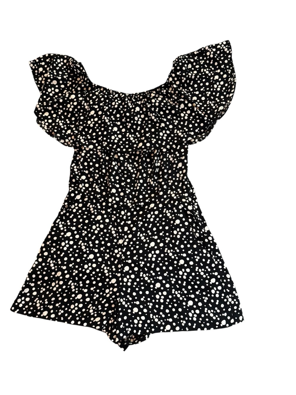 Women’s Black Polka Dot Off-Shoulder Romper